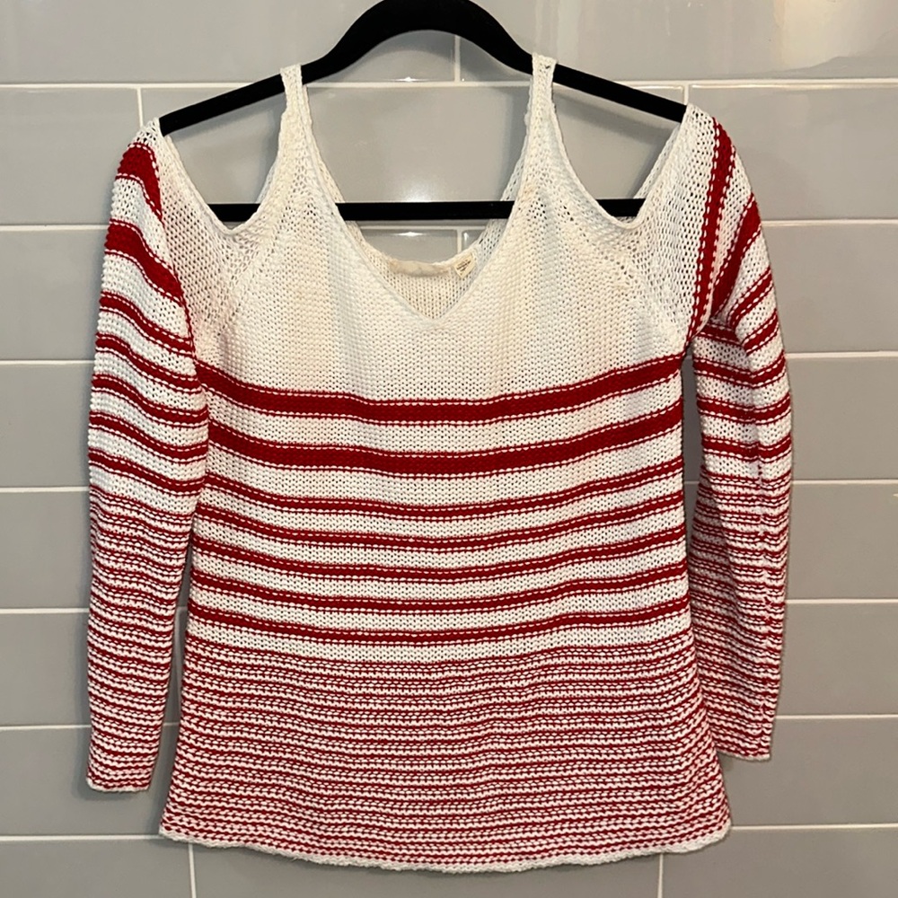 Peek-A-Boo Shoulder Striped Sweater